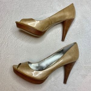 Style & Co Gold Platform Vegan Patent Pumps